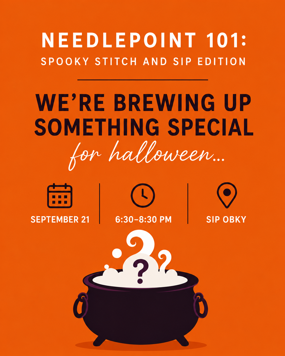 Needlepoint 101 Workshop: A Spooky Stitch & Sip